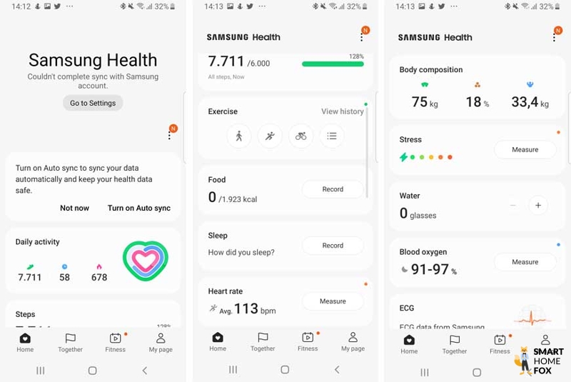 Man sieht die Samsung Health App.